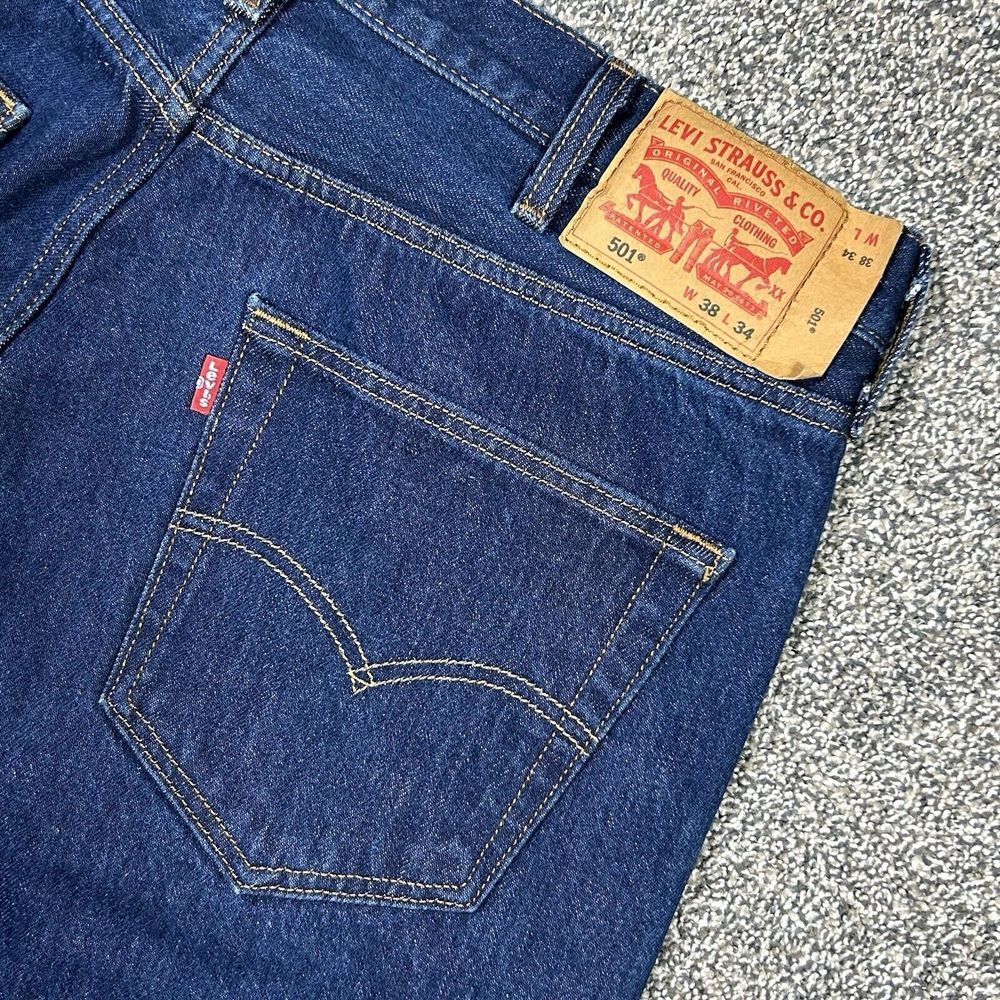 Levis 501 Jeans Men 38x34 Blue Button Fly Classic Original Denim Pant Work Chore